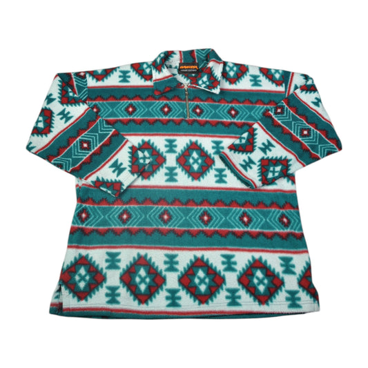 Vintage Fleece 1/4 Zip Aztec Pattern Multi Medium