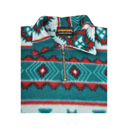 Vintage Fleece 1/4 Zip Aztec Pattern Multi Medium