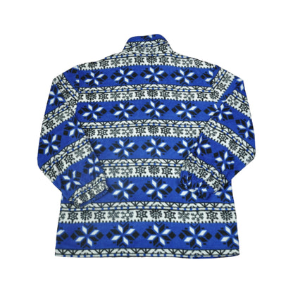 Vintage Jacket Fleece Retro Pattern Blue Medium