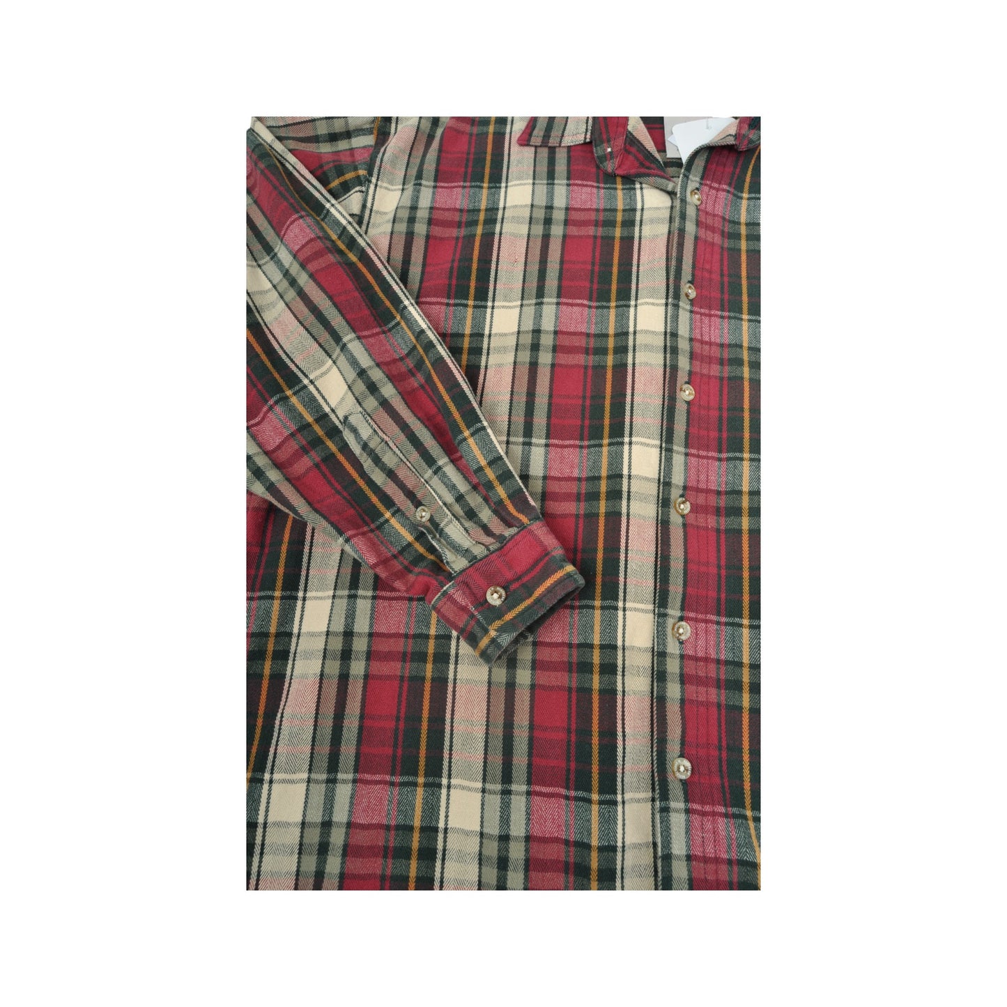 Vintage Flannel Shirt Long Sleeved Checked Red Large