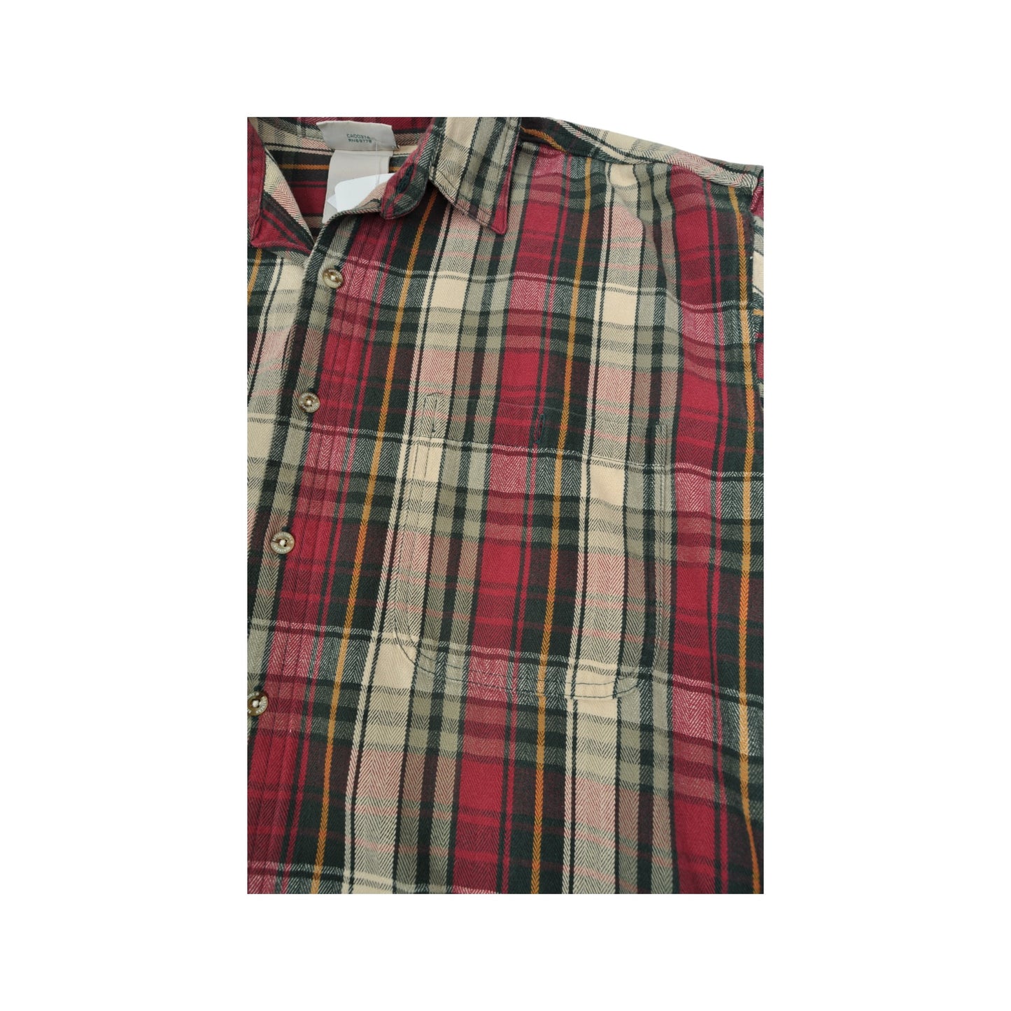 Vintage Flannel Shirt Long Sleeved Checked Red Large