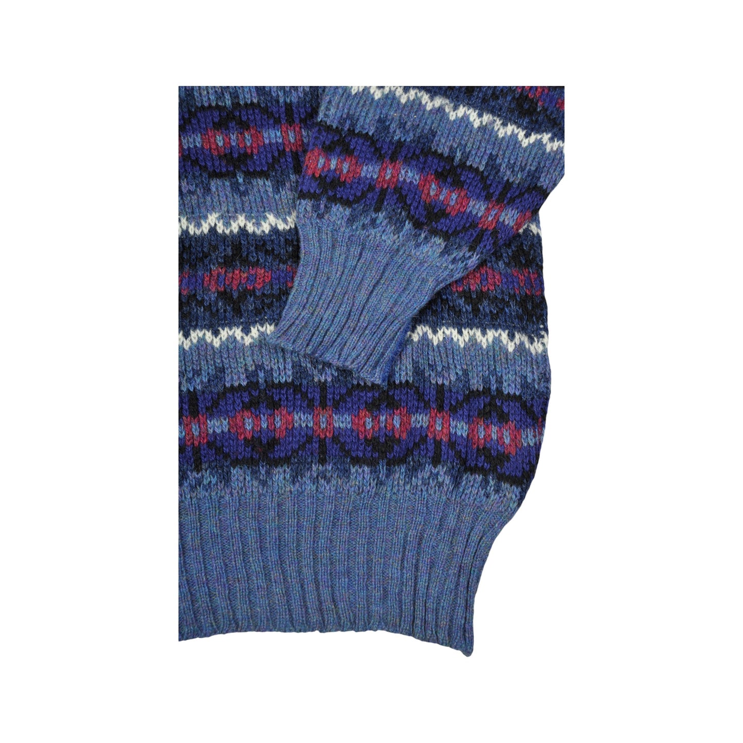 Vintage Knitwear Sweater Retro Pattern Blue Small