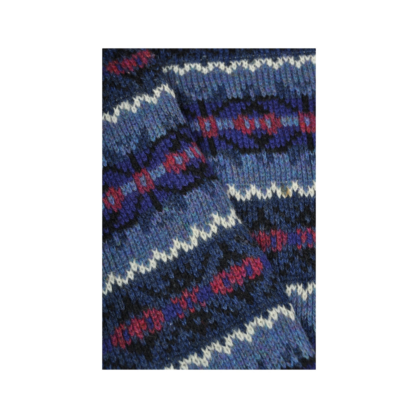 Vintage Knitwear Sweater Retro Pattern Blue Small