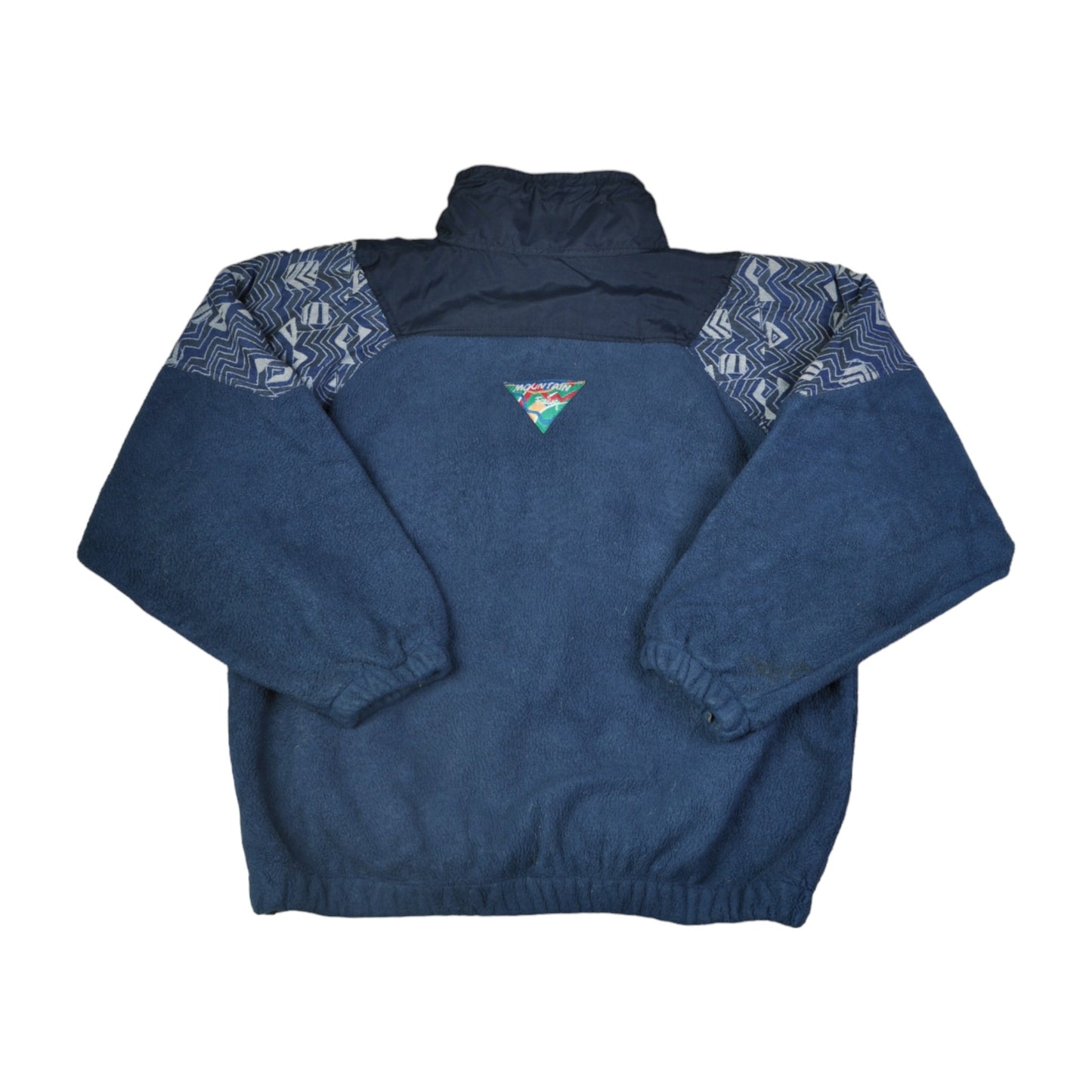 Vintage Jacke Fleece Retro Muster Blau Medium