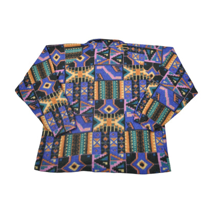 Vintage Fleece Jacket Active Colourful Aztec Pattern Multi Medium