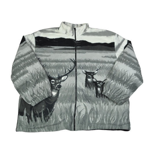 Vintage Jacket Fleece Stag Pattern Grey XXL