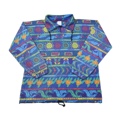 Vintage Fleece Colourful Australia Pattern Blue XL