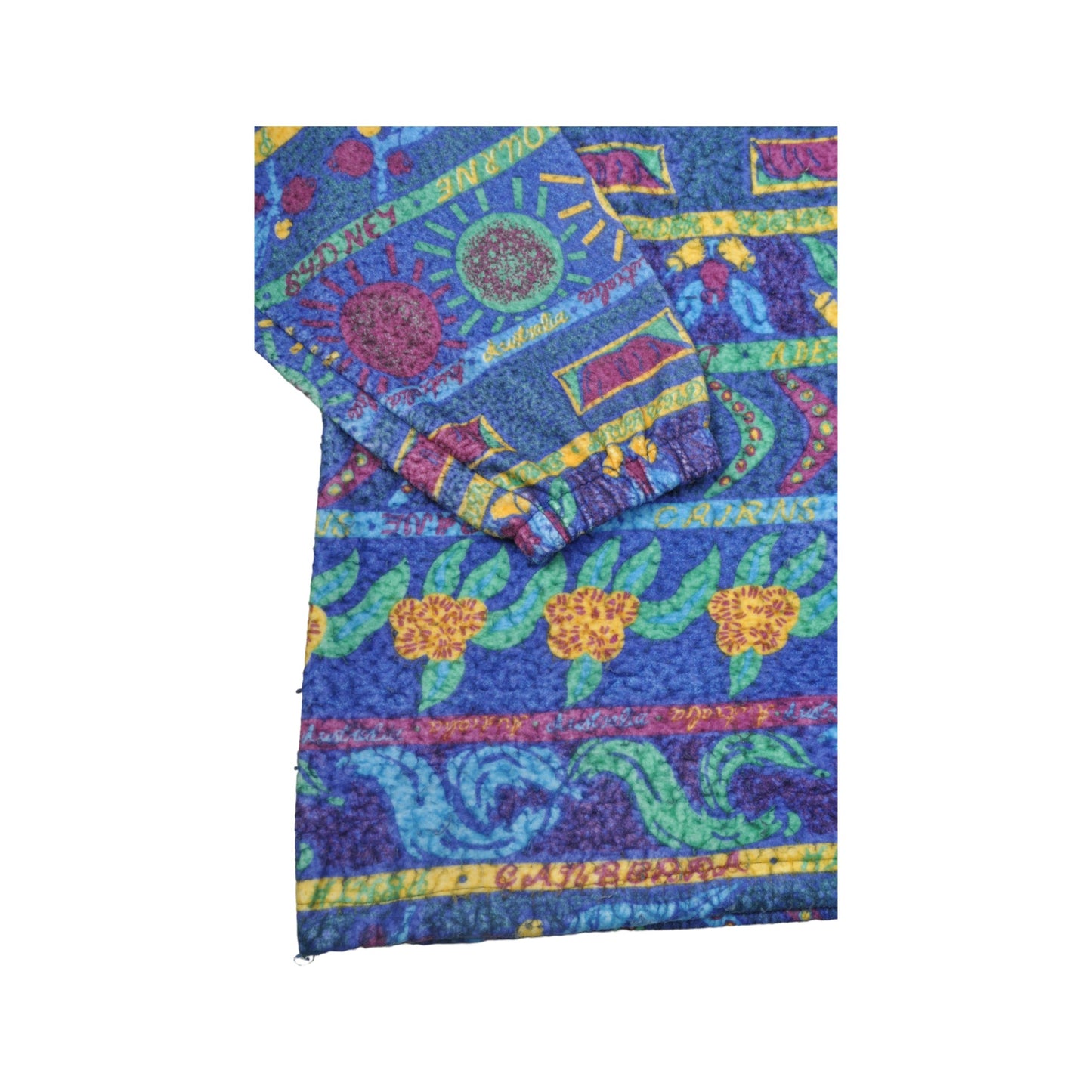 Vintage Fleece Colourful Australia Pattern Blue XL