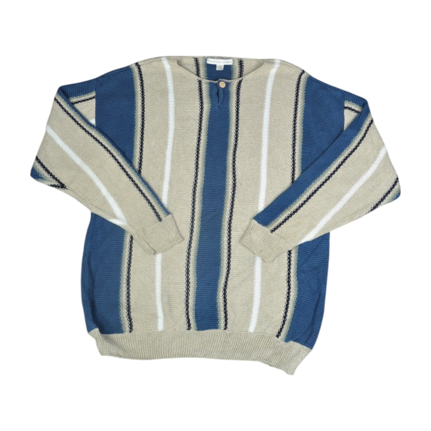 Vintage Knitwear Sweater Stripe Pattern Beige XL