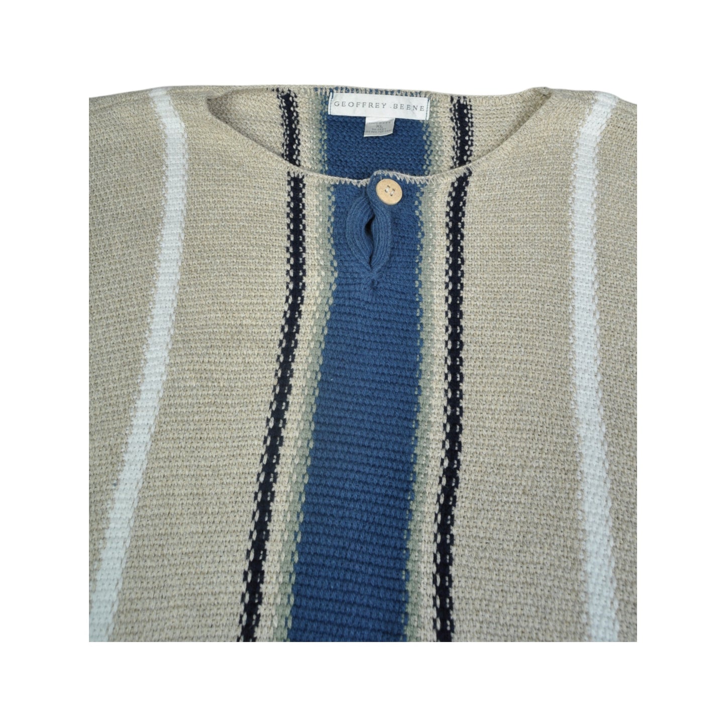 Vintage Knitwear Sweater Stripe Pattern Beige XL