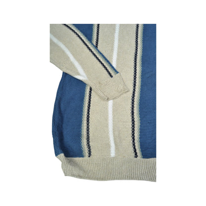 Vintage Knitwear Sweater Stripe Pattern Beige XL