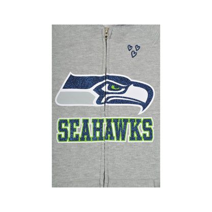 Vintage NFL Seattle Seahawks Hoodie Sweatshirt Grey Ladies Medium