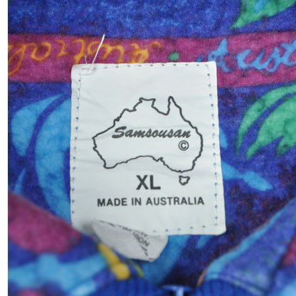 Vintage Fleece Colourful Australia Pattern Blue XL