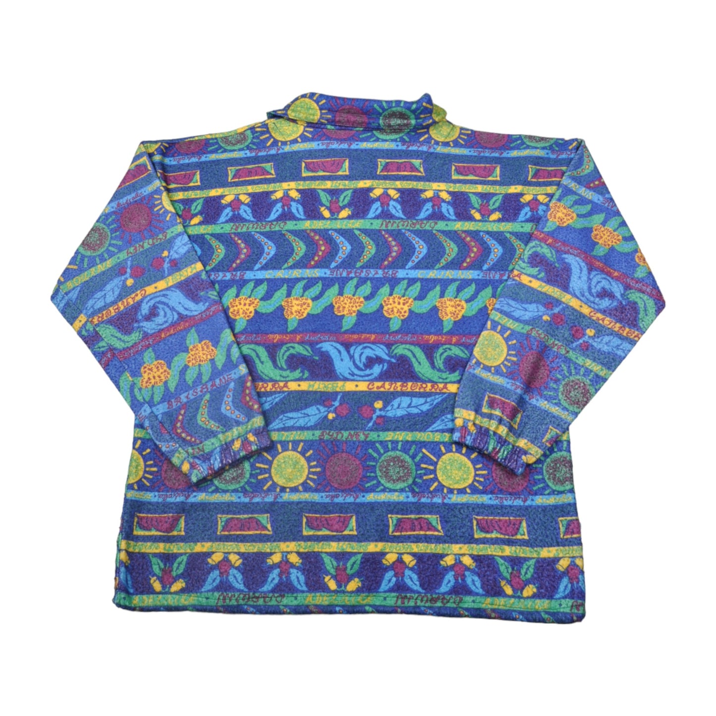 Vintage Fleece Colourful Australia Pattern Blue XL