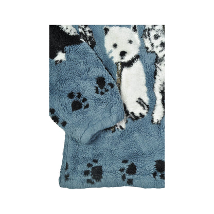 Vintage Jacket Fleece Dog Pattern Blue Small