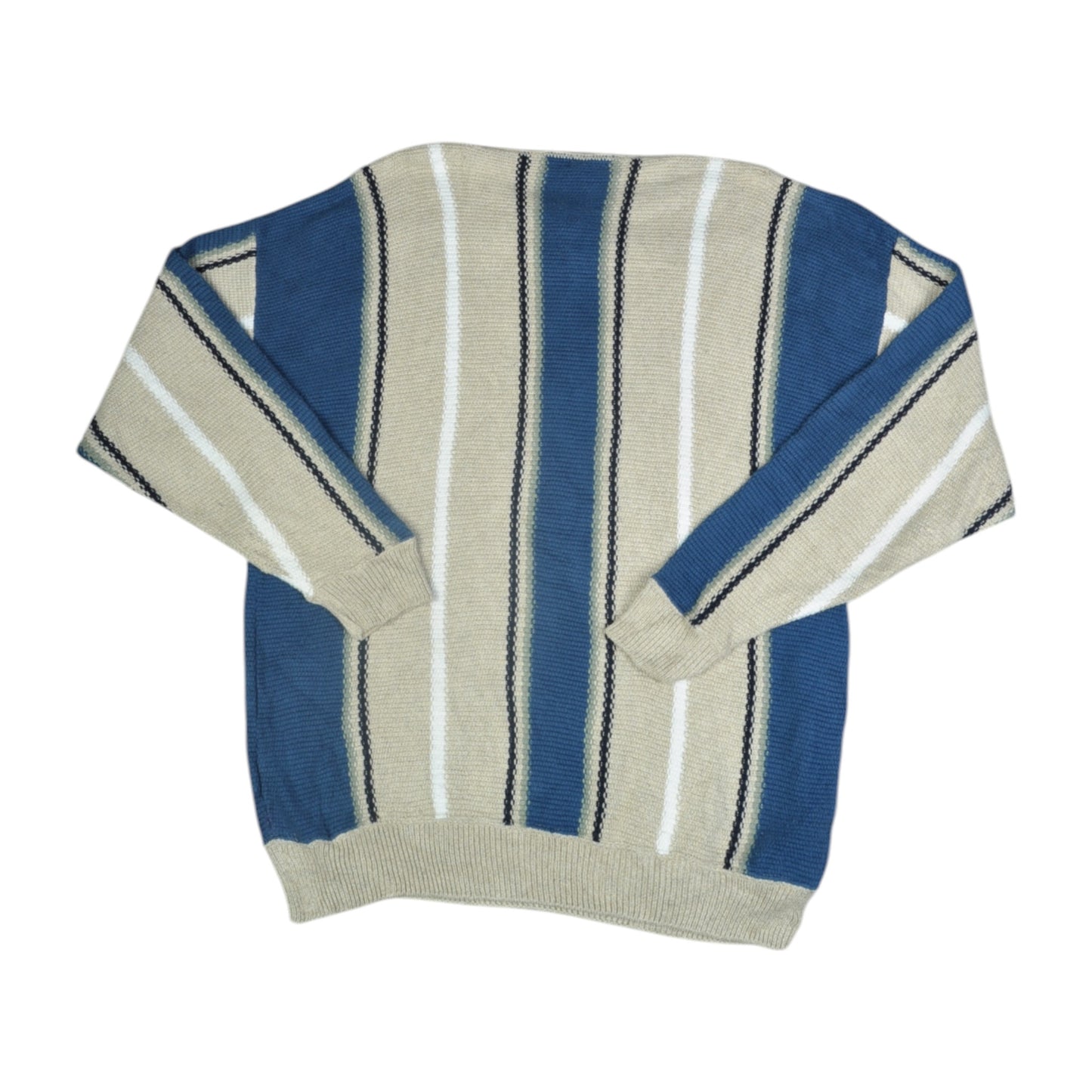 Vintage Knitwear Sweater Stripe Pattern Beige XL