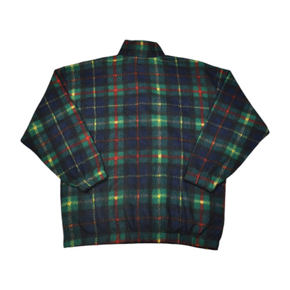 Vintage Fleece 1/4 Zip Checked Pattern Multi Large