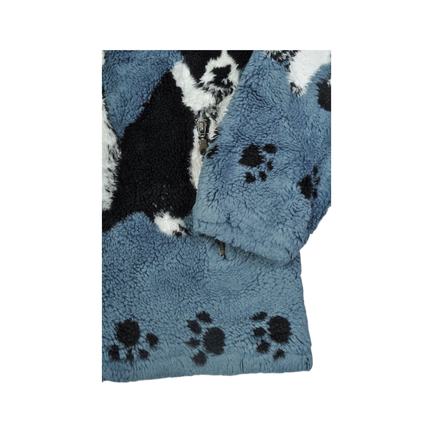 Vintage Jacket Fleece Dog Pattern Blue Small