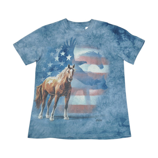 Vintage The Mountain Horse T-Shirt Tie-Dye Blue Medium