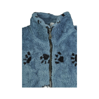 Vintage Jacket Fleece Dog Pattern Blue Small