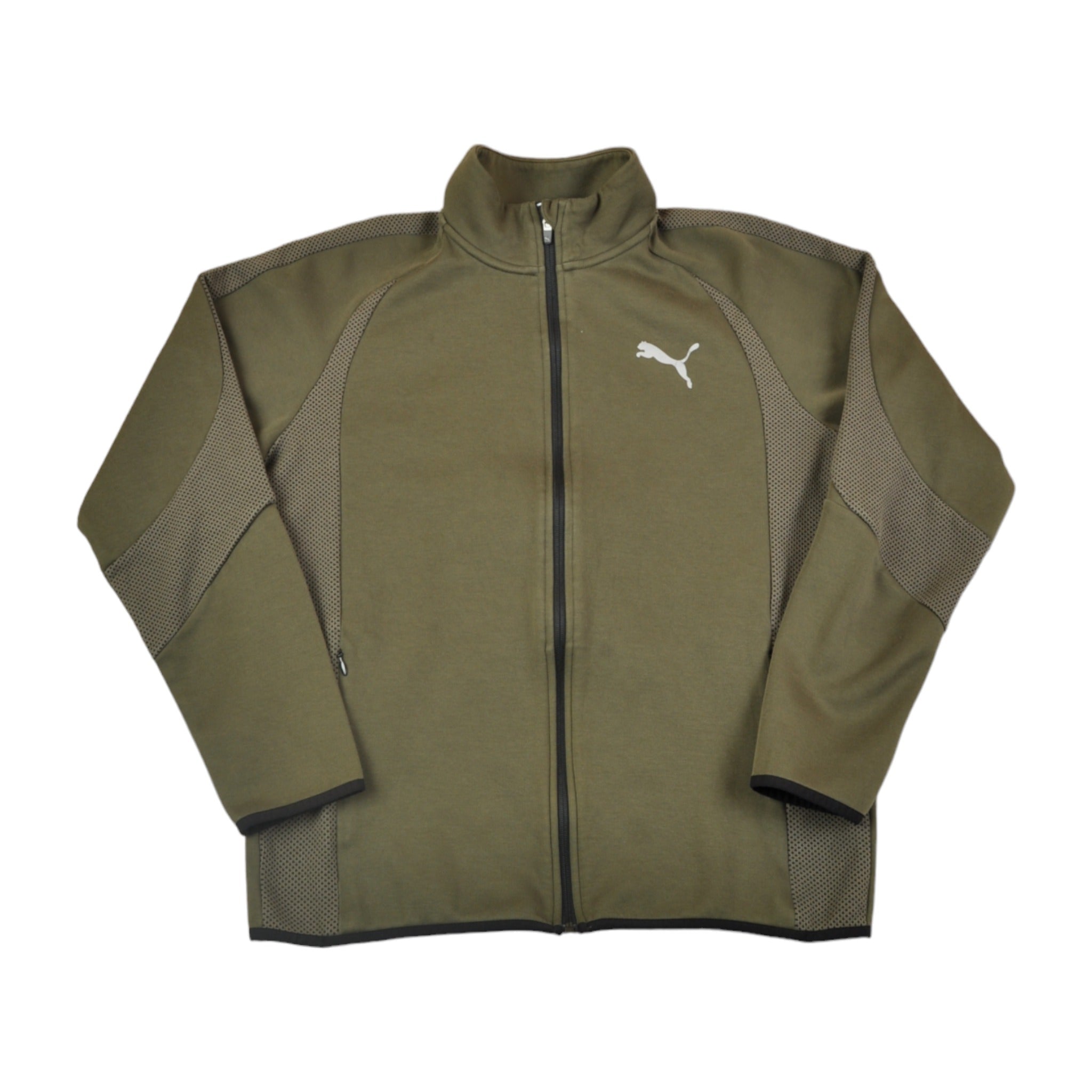 Vintage Puma Sweatshirt Jacket Khaki Large Cloak Vintage