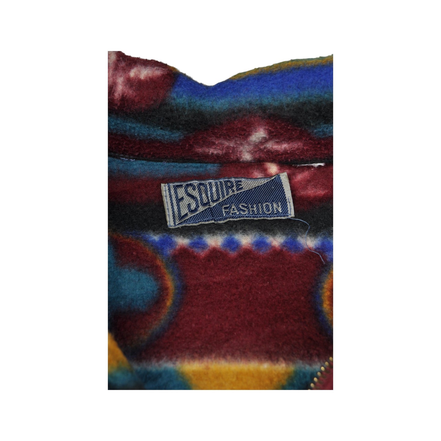 Vintage Fleece 1/4 Zip Retro Pattern Multi Large