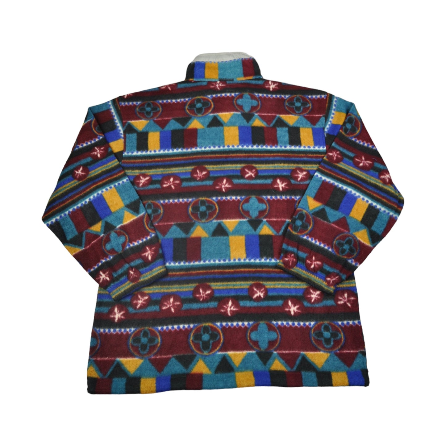 Vintage Fleece 1/4 Zip Retro Pattern Multi Large