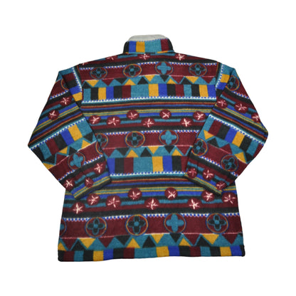 Vintage Fleece 1/4 Zip Retro Pattern Multi Large