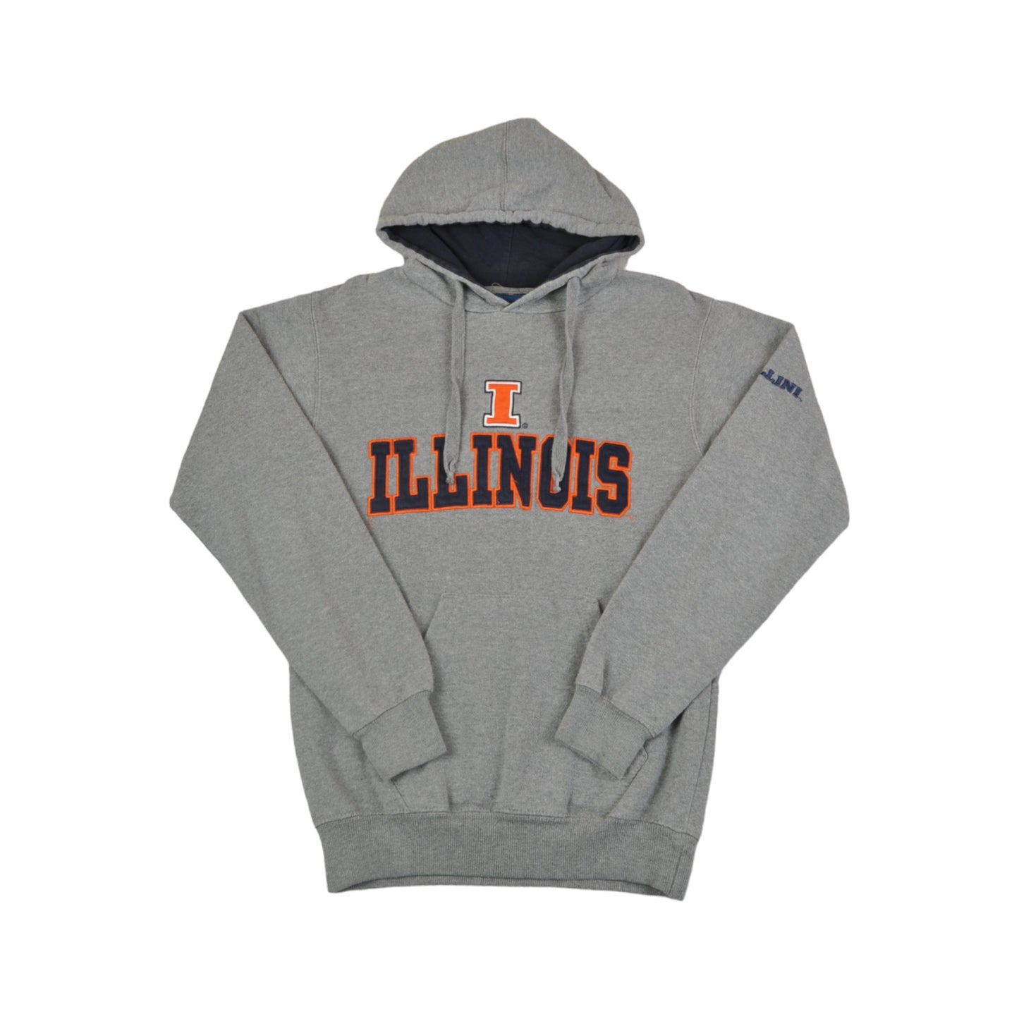 Vintage Illinois Varsity Kapuzenpullover Sweatshirt Grau XS