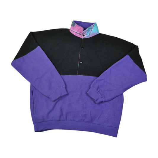 Vintage Fleece 1/4 Press Stud Block Colour Purple Medium