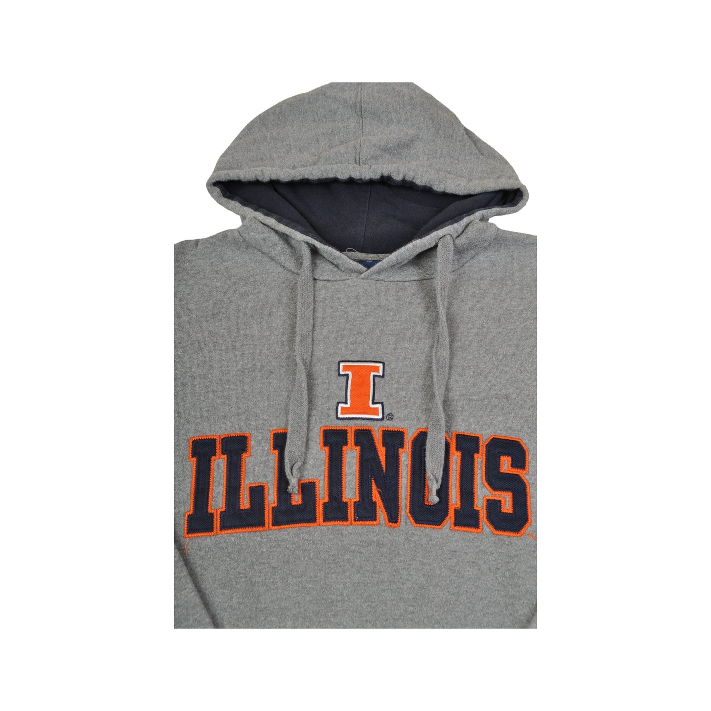 Vintage Illinois Varsity Kapuzenpullover Sweatshirt Grau XS