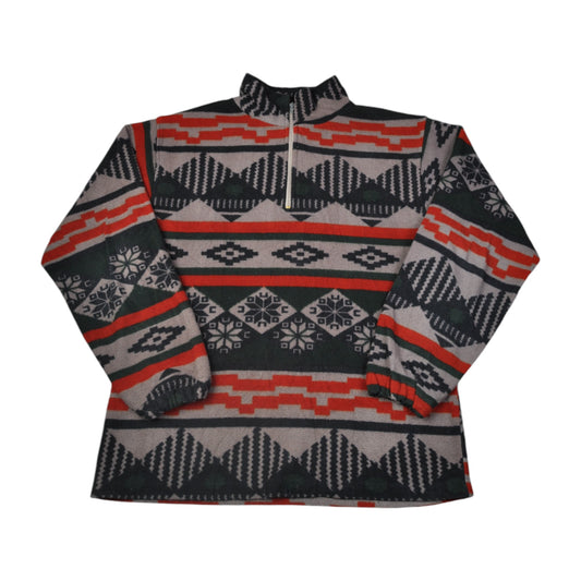 Vintage Fleece 1/4 Zip Aztec Pattern Multi Large