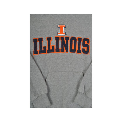 Vintage Illinois Varsity Kapuzenpullover Sweatshirt Grau XS