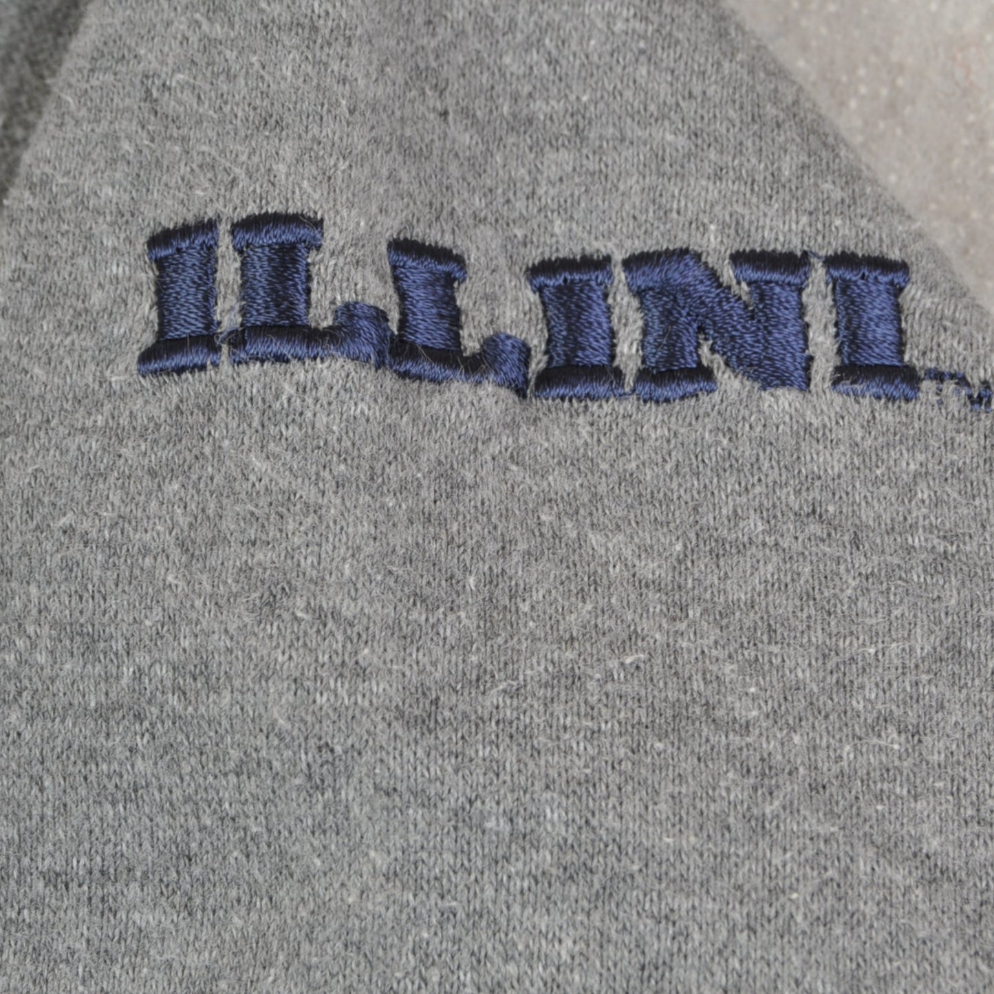 Vintage Illinois Varsity Kapuzenpullover Sweatshirt Grau XS