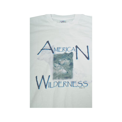 Vintage American Wilderness T-Shirt White Large