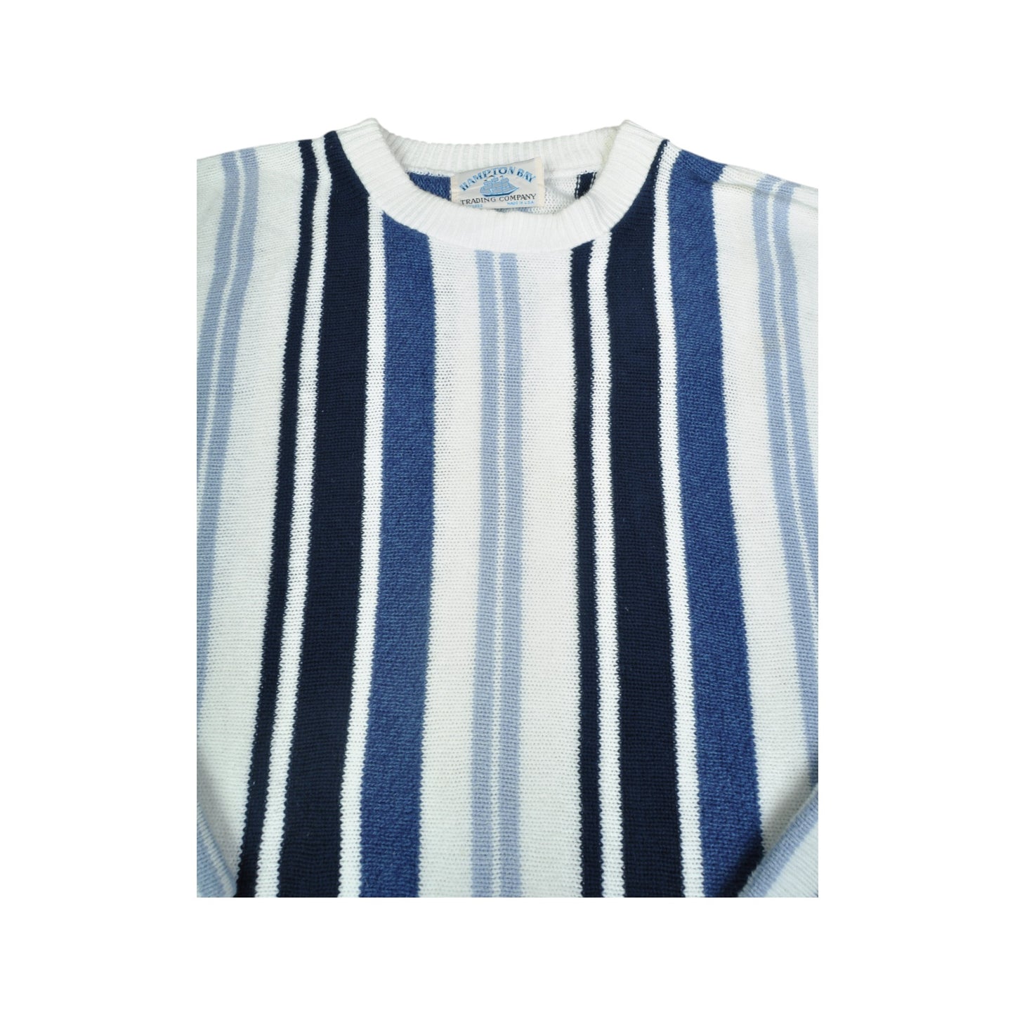 Vintage Knitwear Sweater Stripe Pattern Blue XL