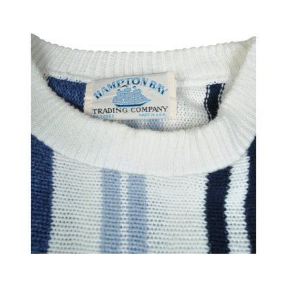 Vintage Knitwear Sweater Stripe Pattern Blue XL