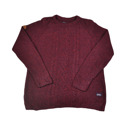 Vintage Crew Neck Superdry Strickmuster Pullover Burgund Damen Groß