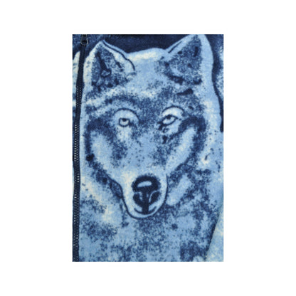 Vintage Fleece Jacket Wolf Pattern Blue Ladies XXL