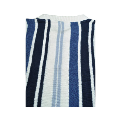 Vintage Knitwear Sweater Stripe Pattern Blue XL