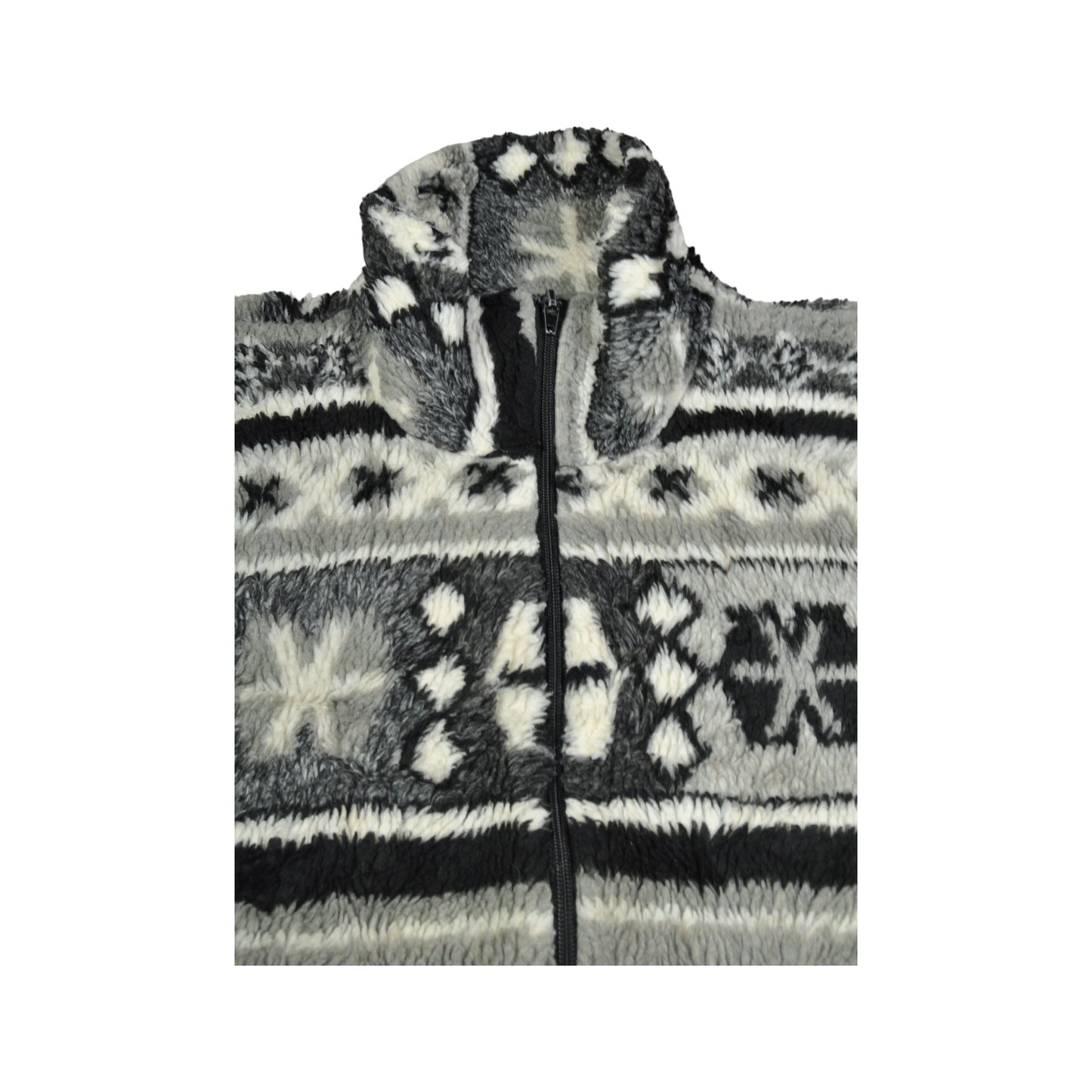 Vintage Jacket Fleece Retro Pattern Multi Large