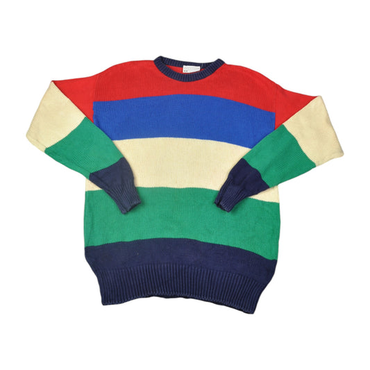 Vintage Knitwear Sweater Stripe Pattern Multi Large