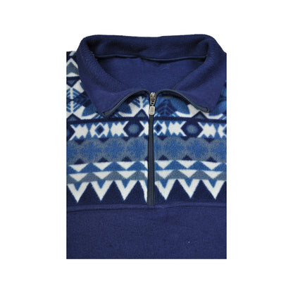 Vintage Fleece 1/4 Zip  Pattern Blue XL