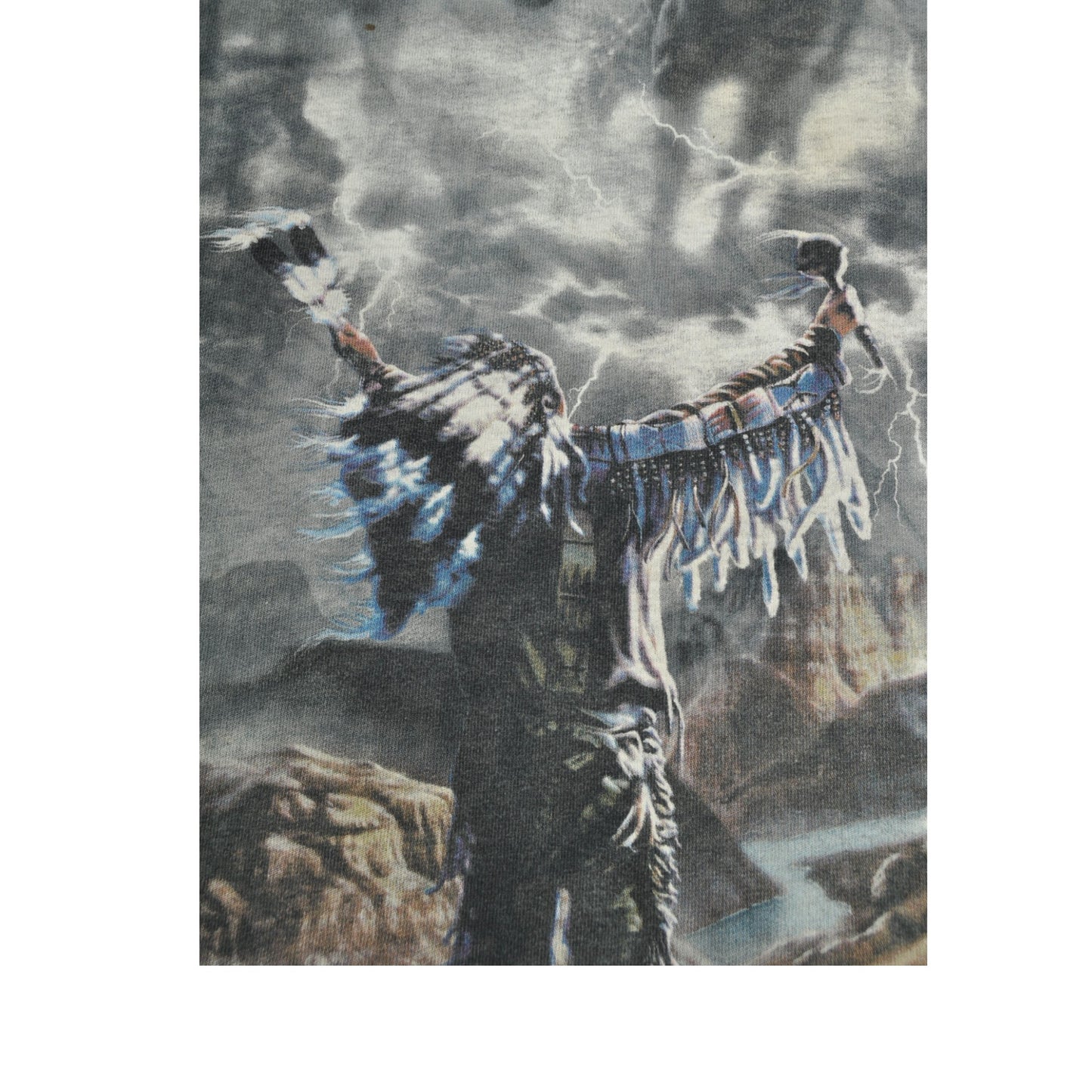 Vintage The Mountain Native American and Horses T-Shirt Tie-Dye Grey XL