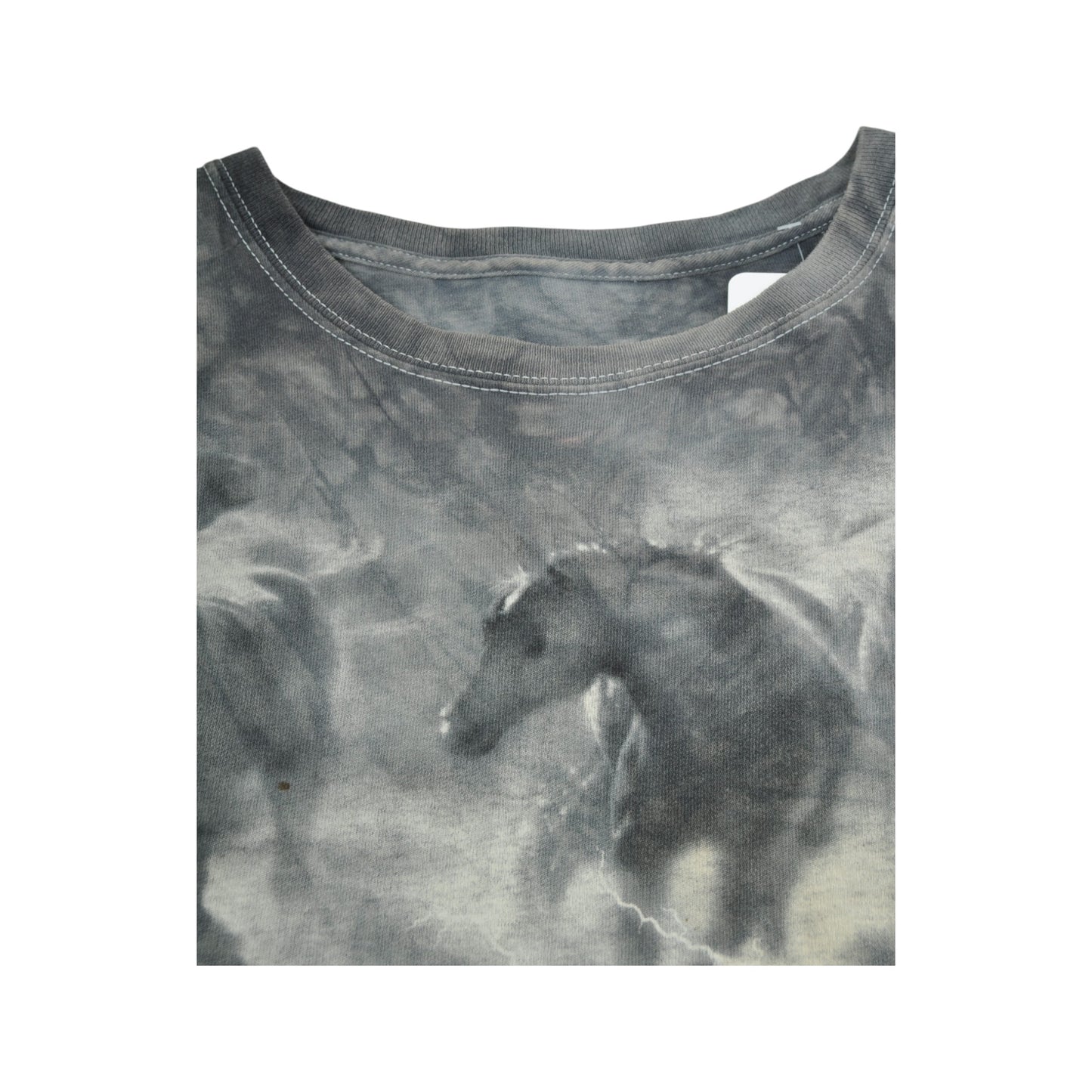 Vintage The Mountain Native American and Horses T-Shirt Tie-Dye Grey XL