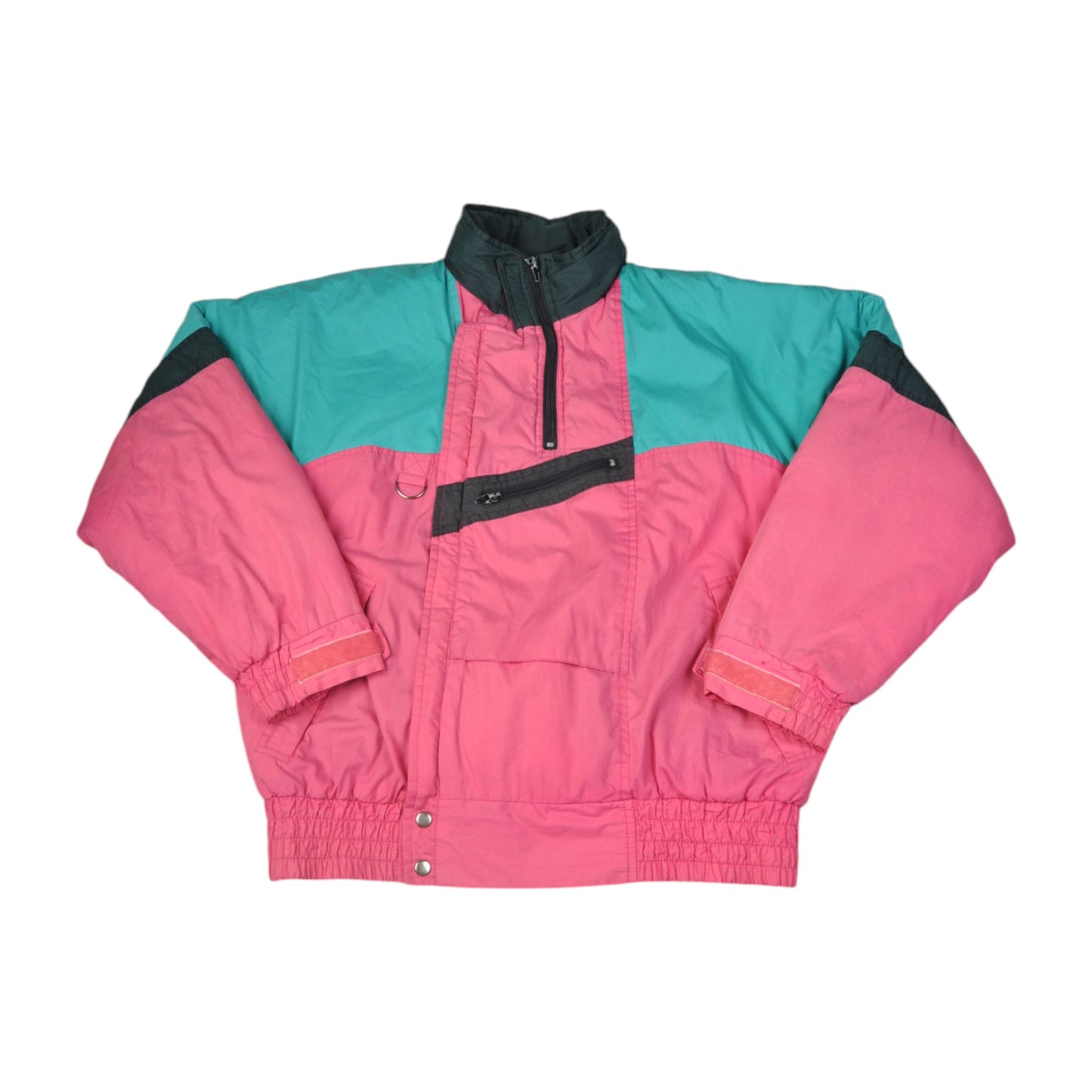 Vintage Ski Jacket Block Colour Pink Medium