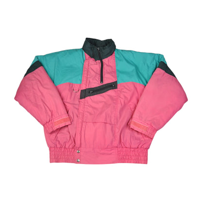 Vintage Ski Jacket Block Colour Pink Medium