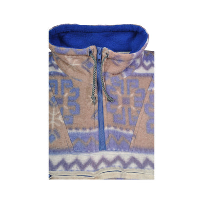 Vintage Fleece 1/4 Zip Retro Pattern Multi Medium