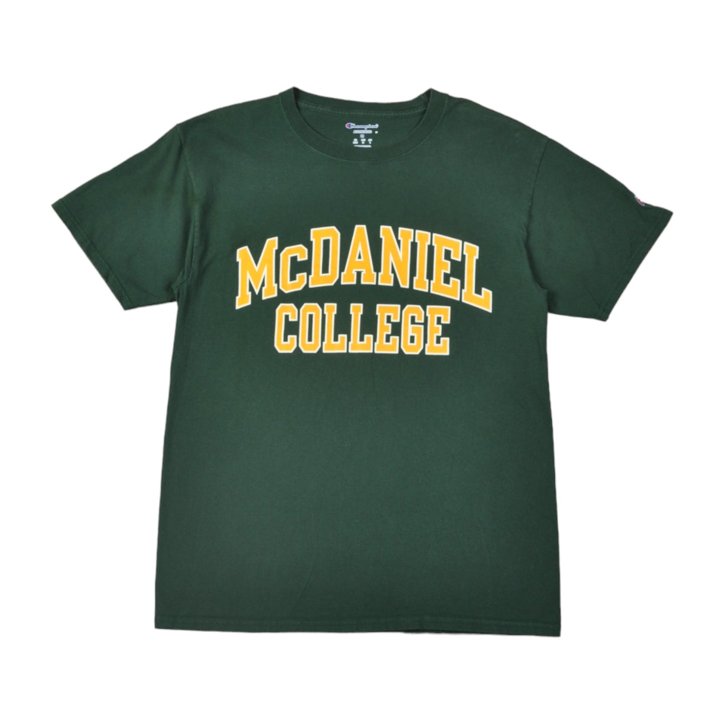 Vintage McDaniel College Champion T-Shirt Green Medium