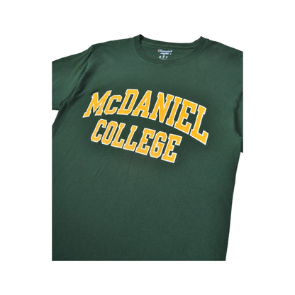 Vintage McDaniel College Champion T-Shirt Green Medium